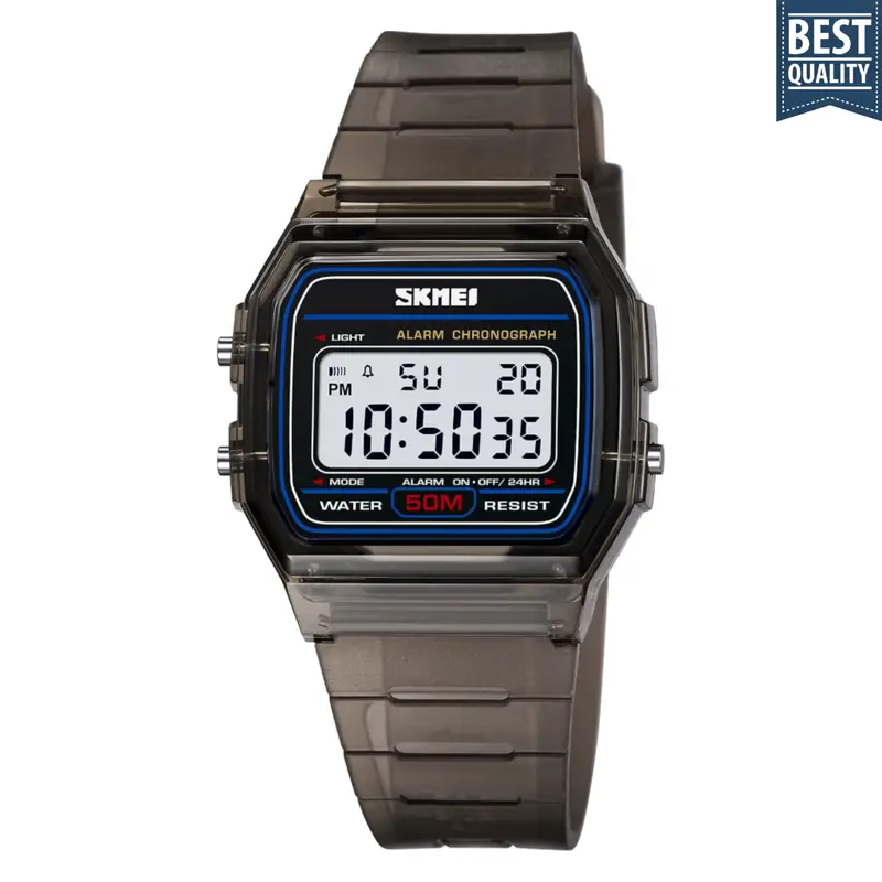 Gosasa Classic Unisex Digital Sports Watch - Multifunction LED Square Face Waterproof 50M Alarm Stopwatch Chronograph Calendar Dual Time Soft Resin Band Lightweight Comfortable for Men Women All Ages