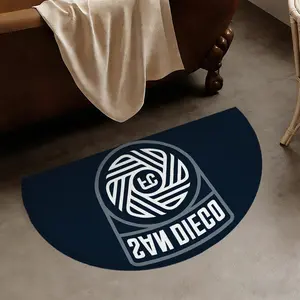 San Diego Fc Spiral 'fc' Logo Mat with Plush Fleece Surface, Non-Slip Backing for Bathroom or Fan Decor, Must-Have for Soccer Fans
