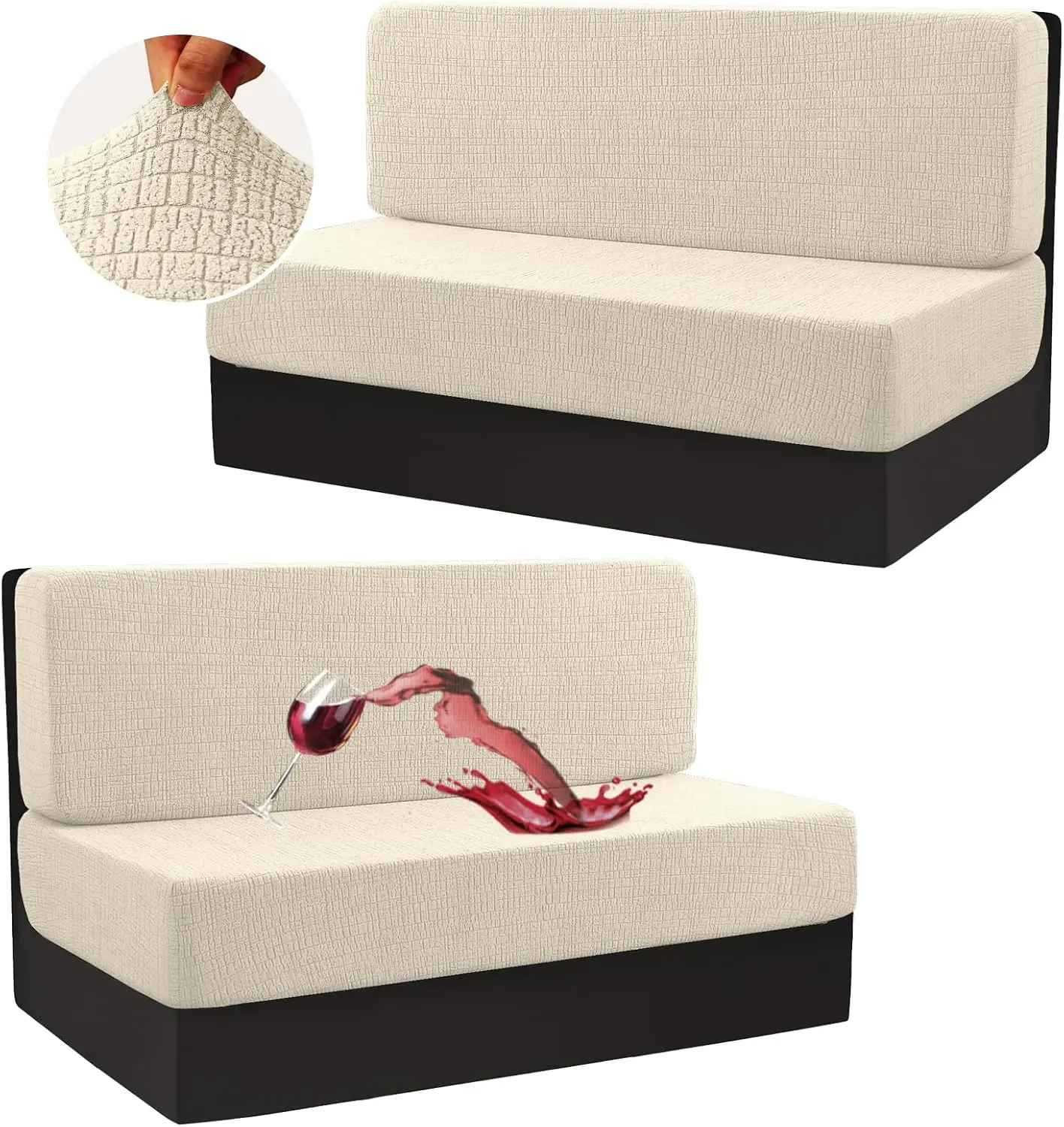 Dinette Cushion RV Covers - Stretch Camper Set (2 Backrest & 2 Bench Covers, Crizzle  )
