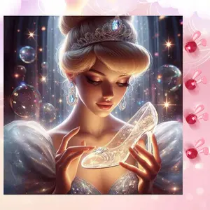 5D DIY Full Drill Round Diamond Painting - Diamond Art Kit Crystal Shoes, Princess, Sparkling Mosaic, Canvas, Diamond Pattern Design - DIY Decor, Home Wall Art, Suitable for Halloween and Christmas, Birthday and Anniversary Gifts