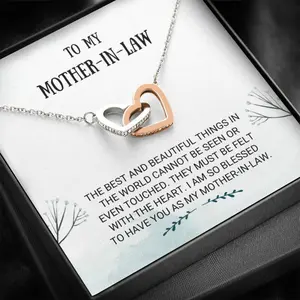 To My Mother-In-Law - Interlocking Hearts Necklace, Step Mom, Mothers Day, Mother In Law, Bonus Mom Jewelry, Step Parent Gift, Step Mother