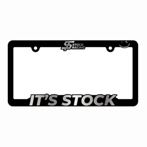 IT'S STOCK License Plate Frame - Black Design with "IT'S STOCK" Text, Durable Material, Ideal for License Plates