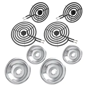 MP22YA Electric Stove Burner Element Replacement Set & W10290350 W10290353 4 Pack Silver Drip Pans - Perfectly Fit Whirlpool Electric Range Stove Top