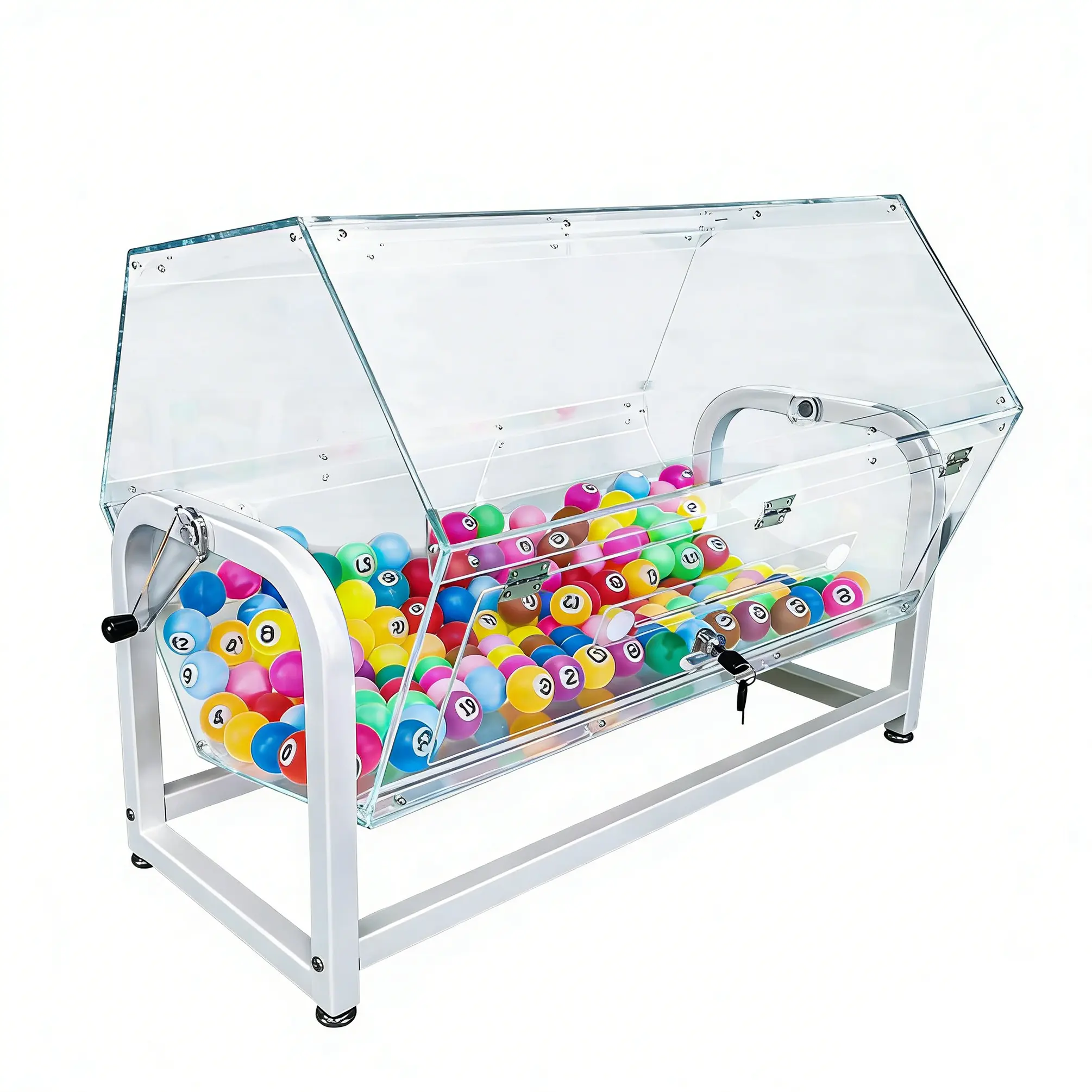 FixtureDisplays® 30x18.5x20.5" Metal Acrylic Raffle Spinner Drum Raffle Ticket Box for Lottery Games Easy Assembly Video in Description 119569-NF