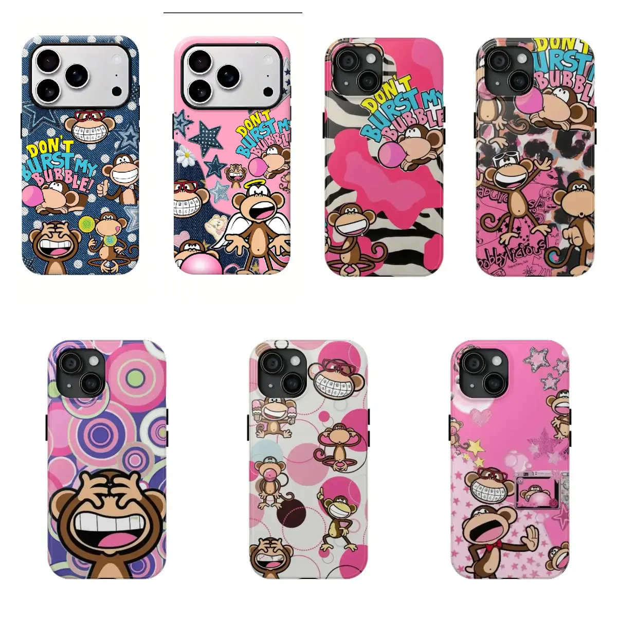 Monkey Don't burst My Bubble Two-In-One Drop-Resistant Mobile Phone Case Protection, Shockproof For IPhone 17-11, Pro Max, Pro Plus, and Samsung S26 25 24 23 Safety Case