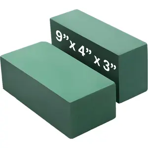 2 count Floral  Blocks (Larger Size 9" X 4" X 3" Each) Florist Flower  Green Bricks Applied Dry or Wet Flower  Bricks Arrangement Supplies for Artificial or