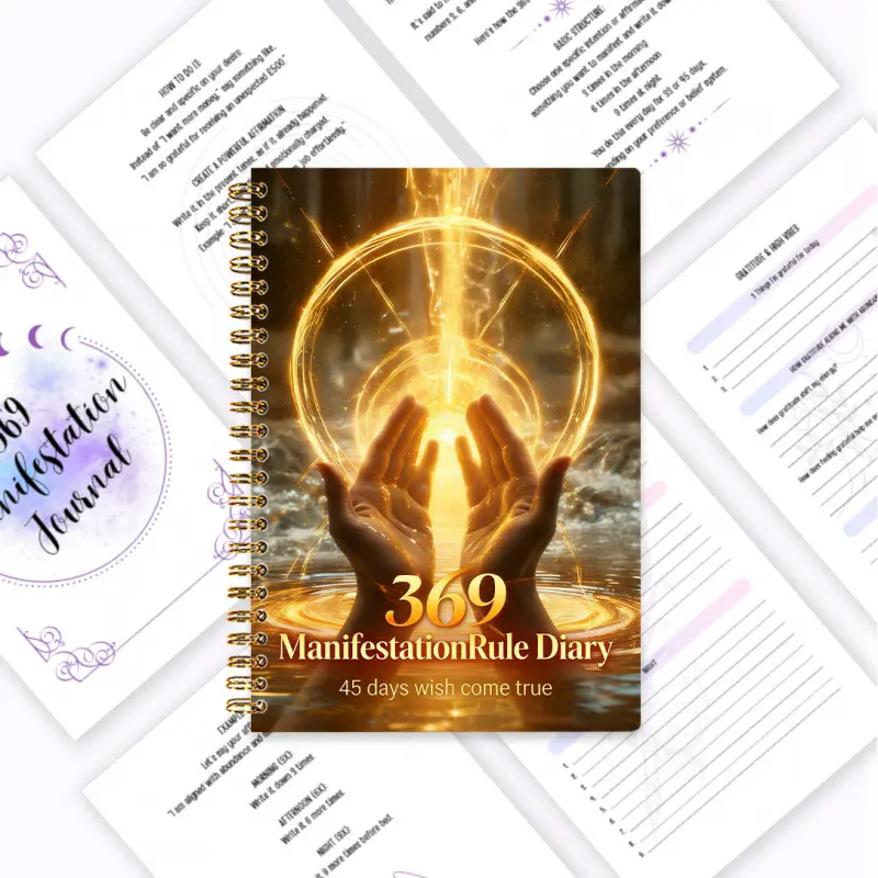 369 Manifestation Diary, Spiritual Manual, Spiral bound planner, Gratitude Journals, Numerology + Law of Attraction, Daily Affirmation, Gratitude Record Multi-functional Notebook, Emotional Healing & Self-Care, Spiritual Growth, Spiritual Cere
