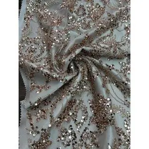 French tulle embroidered sequin lace fabric 50” wide  sold by the yard