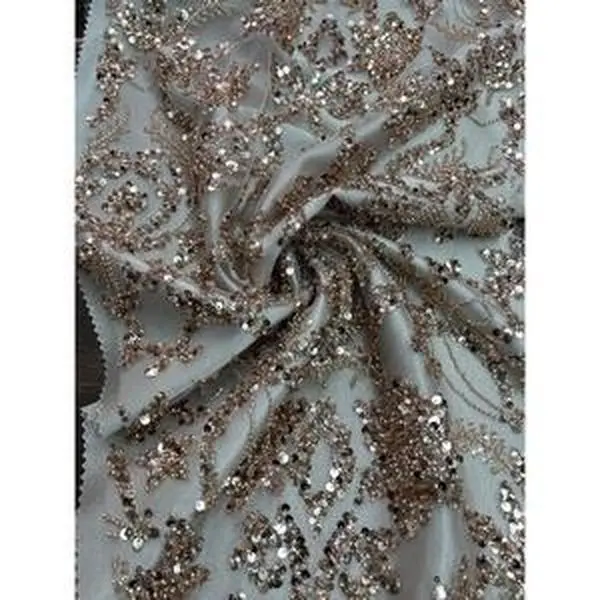 French tulle embroidered sequin lace fabric 50” wide  sold by the yard