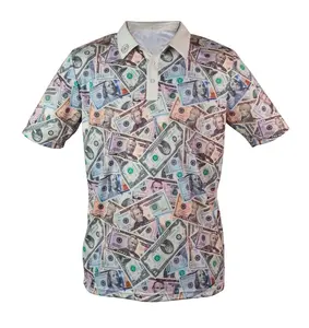 Dollar print Performance golf Polo Money Fun USA dollars American