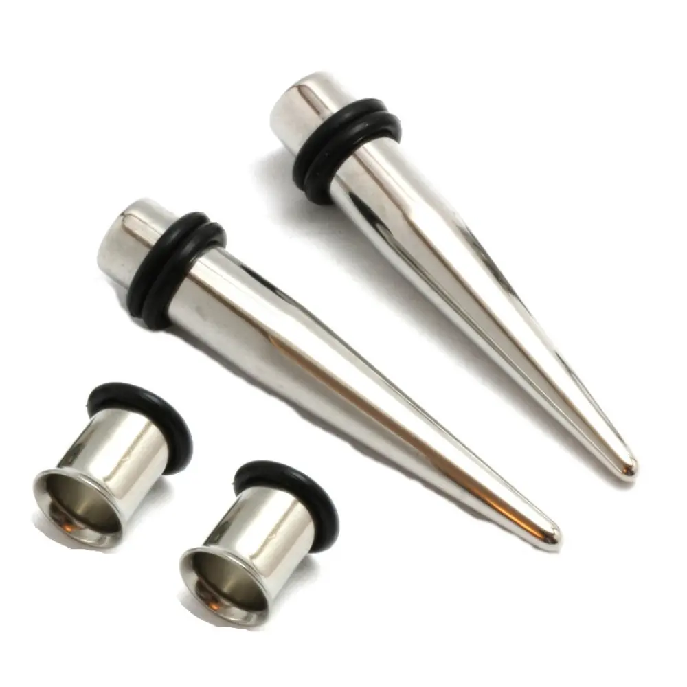 Unisex 5/8" 16mm PAIR Steel Tapers AND Tunnels Ear Stretching Kit High Quality 316L Surgical Steel with O-rings
