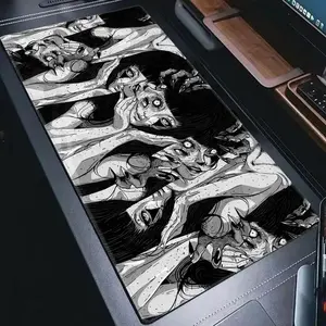 Black and white mouse pad gaming keyboard mat large XXXL HD desk pads gamer horror anime keyboard mats 90*40cm 300*600*2mm For office gaming desk decoration accessories