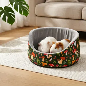 Guinea Pig Hideout Outdoor Bed with Removable Machine-Washable Pad Round Cuddly Bowl-Shaped for Hamsters Ceramic Nippekiporon Bearded Dragon Suction Cup Pad