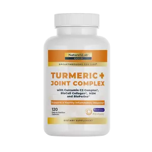 Nature's Lab Gold Turmeric Joint Complex – 1000 mg C3 Complex Turmeric (95% Curcuminoids), 1000 mg BioCell Collagen, 100 mg Hyaluronic Acid, 500 mg MSM, 5 mg BioPerine – Joint & Immune Support