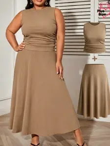 Plus Size Sleeveless Skirt Set, Casual Office Wear, Comfortable and Stylish, Perfect for Daily Use, Ideal for Work and Leisure, Womenswear