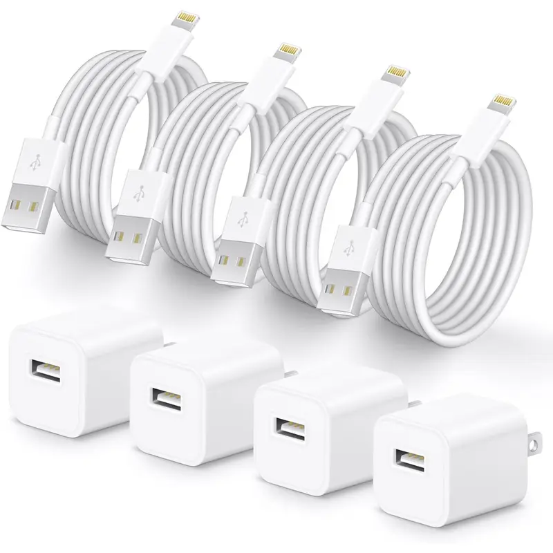 4-Pack 6Ft USB to Lightning Cable Quick Fast Charging Cord USB Wall Chargers Power Adapter for i Phone 14/13/12/11/X/8 Plus/XR/XS Max/SE/i Pad, Smartphone, Cellphone, Mobile