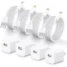 4-Pack 6Ft USB to Lightning Cable Quick Fast Charging Cord USB Wall Chargers Power Adapter for i Phone 14/13/12/11/X/8 Plus/XR/XS Max/SE/i Pad, Smartphone, Cellphone, Mobile