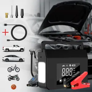 【HiEHA】2026 Tire Portable Air Compressor & Car Jump Starter& Portable Power Bank Charger, 3 in 1, 8000mAh 0-150 PSI for Car, Motorcycle, Bike, Balls, Motorboat, Tablet PC, Phones and LED/SOS Light