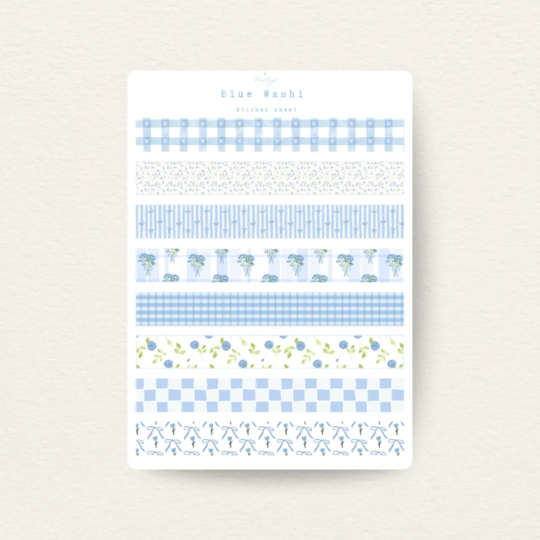 Blue Washi Sticker sheet