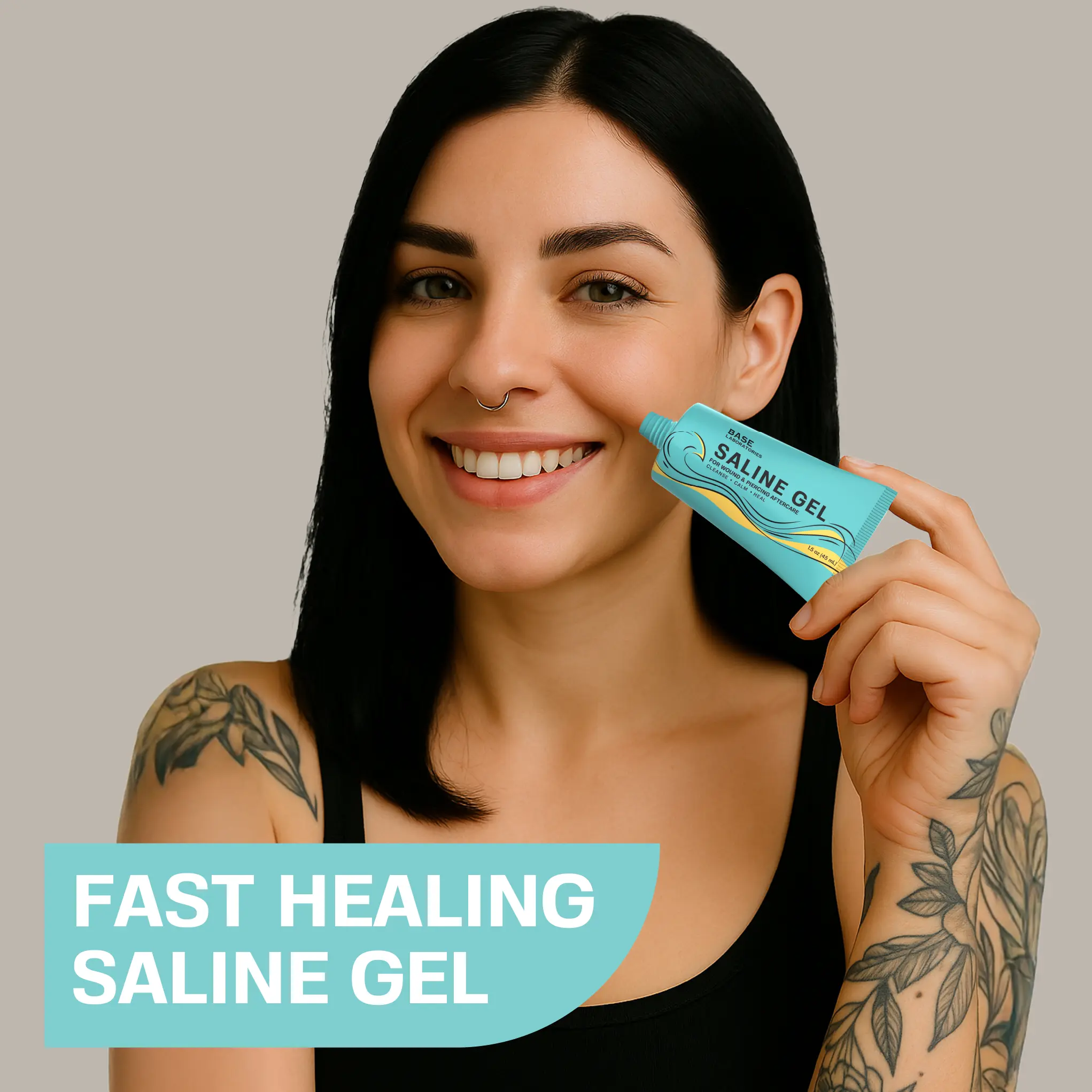 Base Labs Saline Gel 1.5oz  Piercing Aftercare & Piercing Bump Solution   Nose, Ear & Belly