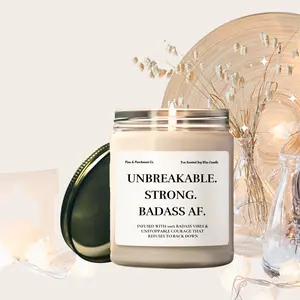 Cancer Survivor Gift Candle: Unbreakable, Strong, Badass AF Cancer Warrior Chemo Care Package Funny Candle Cheer Up Gift Cancer Awareness
