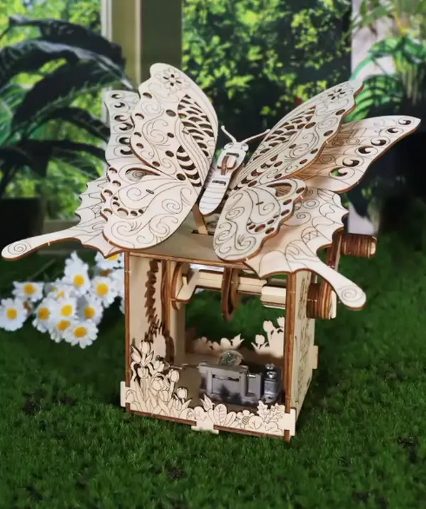 3D Wooden Puzzle for Adults Butterfly usic Box ModelKits DlY Handmade Brthdays Christmas Gifts