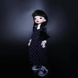 Wednesday Addams Doll 11.2" Collectible Figure w/ Classic Braid & Signature Outfit  Complete Gift Set for Halloween, Christmas & Birthdays