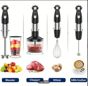 US Plug 5-In-1 1000W Powerful Low Noise 12 Speeds Settimg, Kitchen Accessories Easy Connection With Attachments Hang-up Loop For Mounting Stainless Steel Stick Blender With Turbo Mode, 20.29oz Beaker, Milk