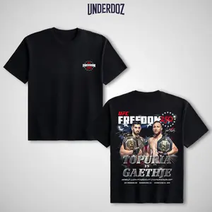 UFC Freedom 250 Ilia Topuria vs Justin Gaethje T-Shirt - Unisex Cotton Round Neck Shortleeve Apparel, Streetwear Fabric Tee for UFC Fans, Menswear Crewneck Top