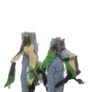 Denim Camo Earrings - Unique Design with Green and Black Patterns on Denim Fabric