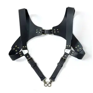Men’s Leather Harness Suspenders  Adjustable Outfit Accessory | Smart & Edgy Style