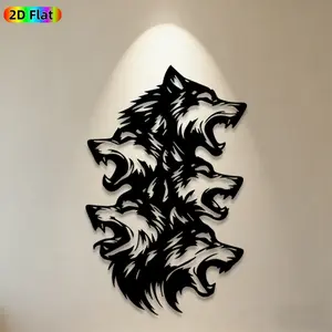 1pc Howling Wolf Pack Metal Wall Art, Dynamic Wolf Pack Statue Mural, Ideal Gift for New Year, Christmas, Wildlife Decor Enthusiasts, Weather-Resistant Metal Wall Decor , Perfect for Living Room Walls & Garden Fences, Captivating Home & Outdoor Decor