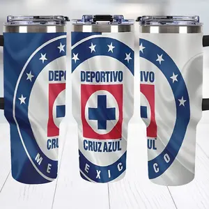 40oz Cruz Azul FC Insulated Tumbler, Stainless Steel Thermal Mug, Large Capacity 40oz With Handle.