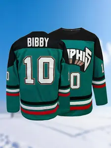 Men's Letter & Number Embroidery Hockey Jersey, Vintage Long Sleeve V Neck Hockey Uniform, 90s Movie Ice Hockey Jersey for Men and Women