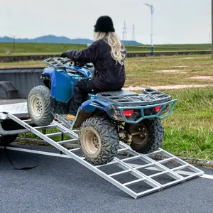 Aluminum Loading Ramps 77" L x 54" W, 1800Lbs Max, Tri-Fold Powerspots Ramps for Pickup Trucks Bed, Trailers Ramp with Load Straps for Motorcycles, ATV/UTV, Lawn mowers, Tractors