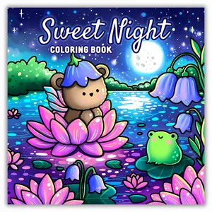 Sweet Night: A Hand-Drawn Coloring Book for All Ages – 42 Magical Illustrations of Starry Skies, Cute Animals, and Peaceful Night Scenes Watercolor Workbooks