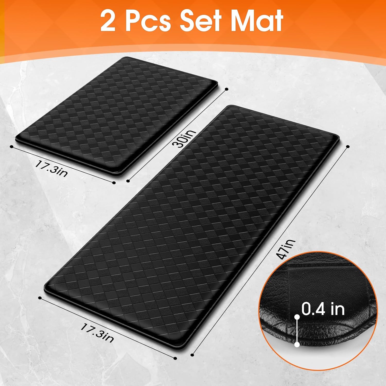 Kitchen Mats, 2PCS Kitchen Rugs, Cushioned Anti Fatigue Kitchen Mats for Floor, Non-Slip Standing Sink Mat, Waterproof Kitchen Rug Set for Kitchen Floor Office,17.3"×30"+17.3"×47" Black Kitchen Mats, 2PCS Kitchen Rugs, Cushioned Anti Fatigue Kitchen Mats for Floor, Non-Slip Standing Sink Mat, Waterproof Kitchen Rug Set for Kitchen Floor Office,17.3"×30"+17.3"×47" Black