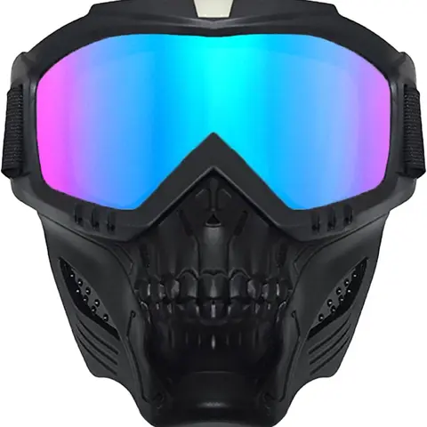 Retro Dirt Bike Goggles - Outdoor Riding Motorcycle Protective Gear with Colored Visor Lens, 360-Degree Protection, 18cm*18.5cm Coverage, Debris Guard, Fogless, Warm, Windproof, UV Protection, Breathable, Adjustable Elastic Strap for Off-Road Use