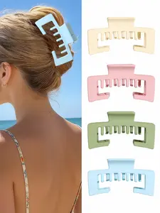 2026 New Arrival, Ins-style Macaron Square Frosted Shark Hair Claw, Large Size for Voluminous Top of Head, Anti-slip & Hair-friendly, Back Head Updo Claw Clip, Suitable for Thick Hair, Stylish Daily Hair Accessory for Women