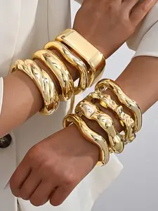 8-Piece Bohemian Vintage Elegant Simple Irregular Design Twist Ccb Material Open Design Women's Fashion Bracelet Set, Perfect for Dates, Gifts, Parties, Daily Wear, Stackable