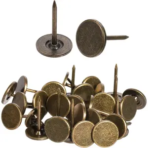 100 count Flat  Thumb Tacks Bronze  Style Upholstery Tacks Nails Pins Assortment Kit Antique Furniture Sofa Door Decor Push Pins for  and Fabric 17mm / 0.67 Inch