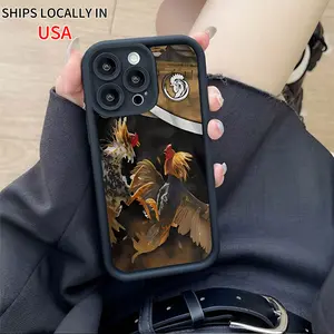 A Mobile Phone Case Featuring a Creative Rooster Fighting Design, with a Fresh Groove Ladder Style, Offering a Fun And Simple Fashion Statement Suitable for Both Men And Women, Specifically for Iphones. Cellphone Protection Cover Protector Silicone Casing