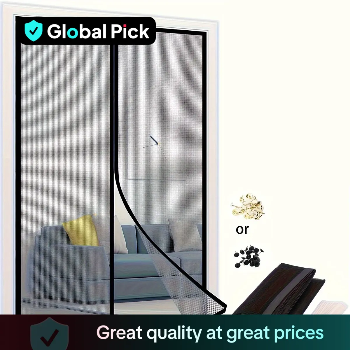 Screen Door, Self Sealing Mesh Partition for Keeps Bugs Out, Pet & Boys & Girls Friendly Screen Door, Door Hardware