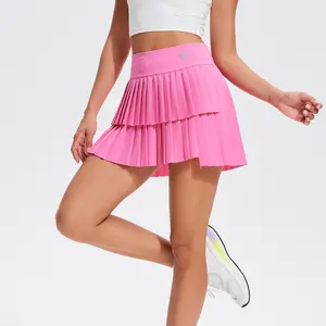 AFZ Women's Pleated Tennis Skirts Flowy High Waisted Lightweight Athletic Golf Outfits Skorts Skirts with Shorts Pockets Athletic Apparel Cheerleading Christmas Red Green Gift