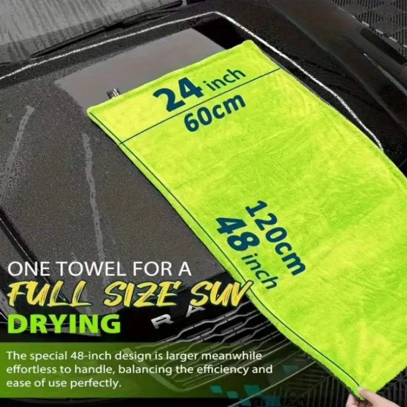 Kkv Full Size Suv Drying Towel, 48 Inch X 24 Inch Dual-Sided Microfiber Twist Wash Cloth, High Absorbency, Scratch-Free, Car Drying Towel