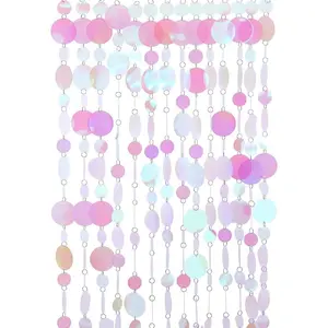 CREATCABIN 20Pcs Sequin Beaded Curtain Doorway Beads Pink Circle Dots Garland Sparkle String Curtains Door Window Decor Room for Home Party Festivals Wedding Christmas Decorations Supplies 39.37Inch