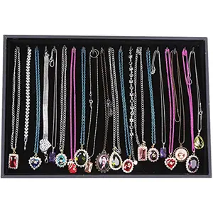 Stratalife Necklace Organzier Stackable Jewelry Tray Large Necklace Holder Organzier Velvet Jewelry Display for Selling Necklace Storage for Women Girls (Black) Stratalife