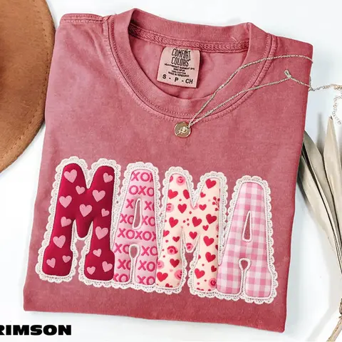 Comfort Colors Valentines Mama T-Shirt, Mom Love Tee, New Mom Gift Valentines Day Tee, Heart Tee, Mama Heart T-Shirt