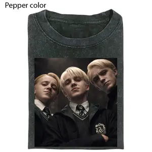 Draco Malfoy Slytherin Trio Shirt, Wizard School Aesthetic T-Shirt, Retro Magic Movie Graphic Tee, Dark Academia Style Shirt, Gift for Men, Gift for Women, Crew Neck T-shirt, Trending T-shirt