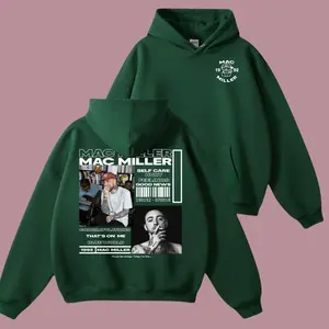 "Mac Miller Tribute" Vintage, Premium Soft Cotton, 90s Bootleg Collage & Lyric Graphic, Mac Miller Fans & Hip Hop Lovers, Forest Green Hoodie.